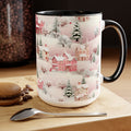 Pink Christmas Village Mug, Christmas Movie Mug, Christmas Coffee Mug, Merry Christmas Mug, Aesthetic Mug, Holiday Kitchen Decor, 15oz