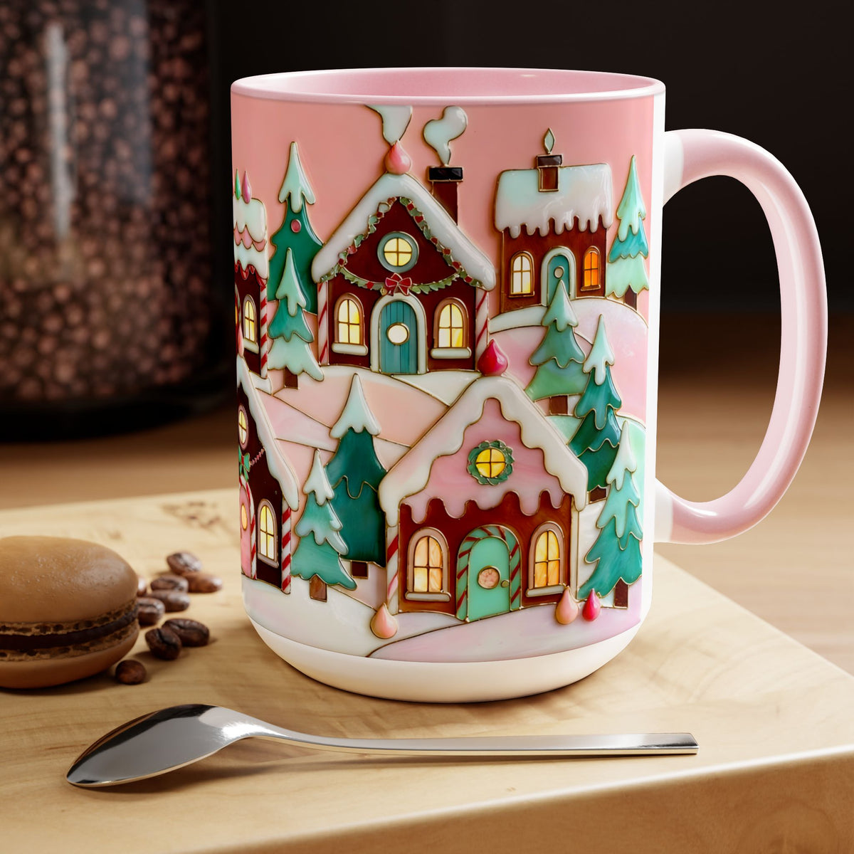 Pink Christmas Mug, Pinkmas Village Coffee Cup, Pink Christmas Town Mug 15oz, Cute Christmas Gift for Her
