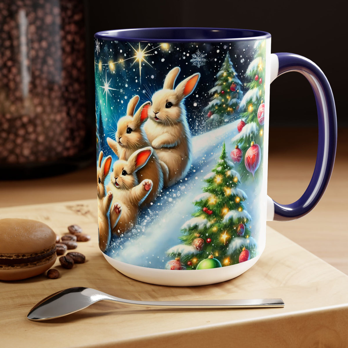 Christmas Bunny Mug, Bunny Holiday Mug, Bunny Coffee Cup, Winter Mug, Bunny Gifts, Merry Christmas Cup, Funny Coffee Mug, Kitchen Decor 15oz