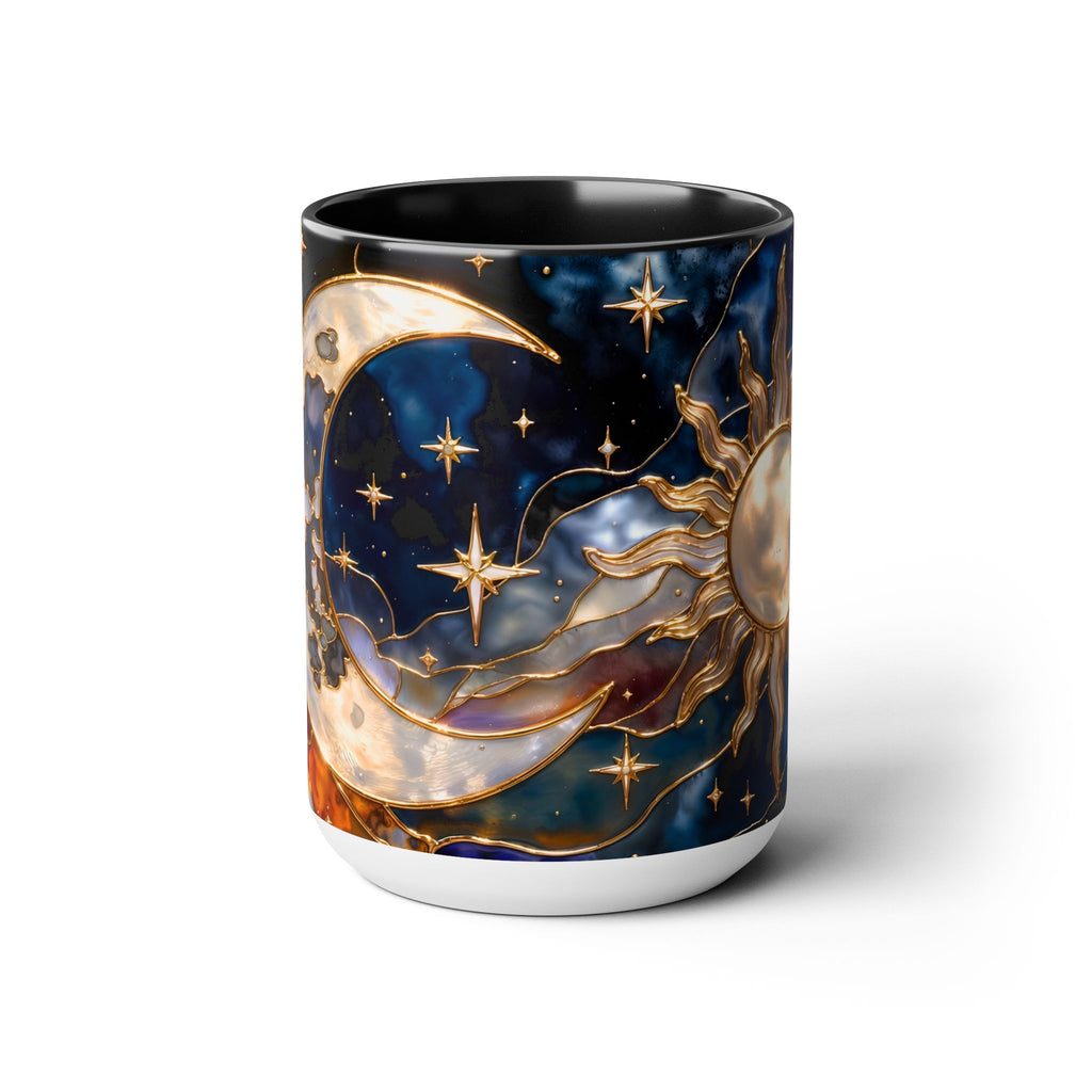 Celestial Sun Moon Mug, Stained Glass Style Coffee Mug, Moon & Sun Mug, Witchy Gift Mug, Astrology Mug, Dark Academia Cup, Gothic Cup