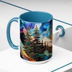Stained Glass Style Mountain Mug, Forest Landscape Coffee Mug, Nature Lover Gift, Outdoor Adventure Mug, Fathers Day Gift 15oz