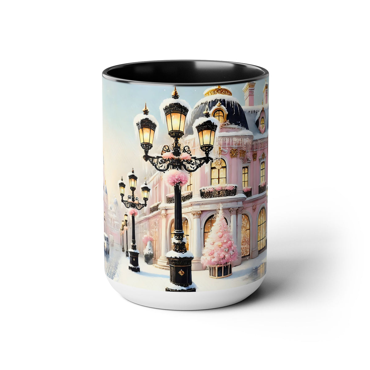Pink Christmas Village Mug Christmas Movie Mug Christmas Coffee Mug Christmas Mug Aesthetic Mug Holiday Kitchen Decor Hot Coco Pink Mug 15oz