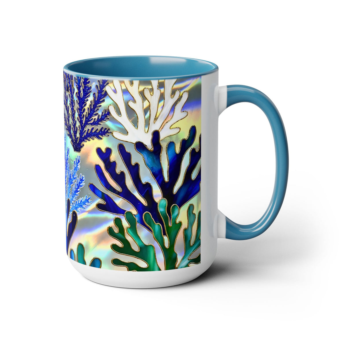 Coral Reef Mug, Stained Glass Style, Ocean Lover Gift Ocean Coffee Cup, Ocean Lover Cup 15oz