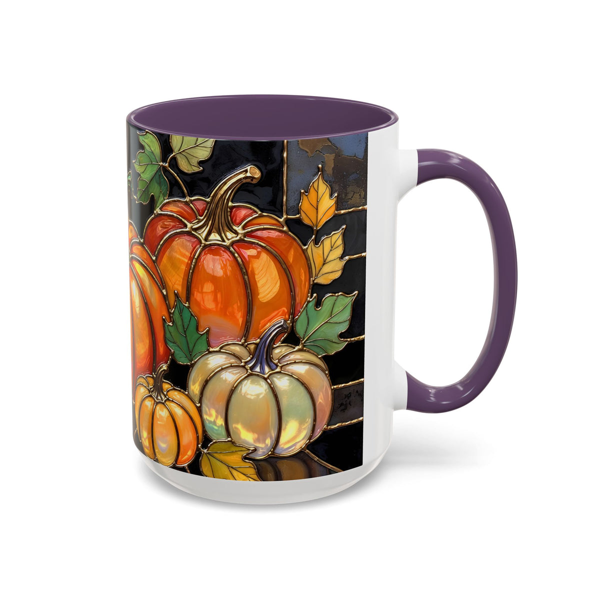 Pumpkin Mug, Fall Coffee Mug, Autumn Pumpkin Cup, Stained Glass Pumpkin Mug, Cozy Fall Gift, Thanksgiving Mug, Halloween Mug