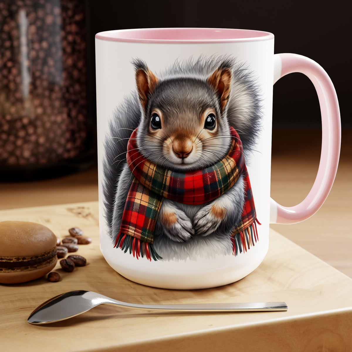 Squirrel Mug, Mug for Squirrell Lovers, Funny Coffee Mug, Gift for Squirrell Lovers, Squirrell With Scarf Mug, Christmas Mug Winter Mug 15oz