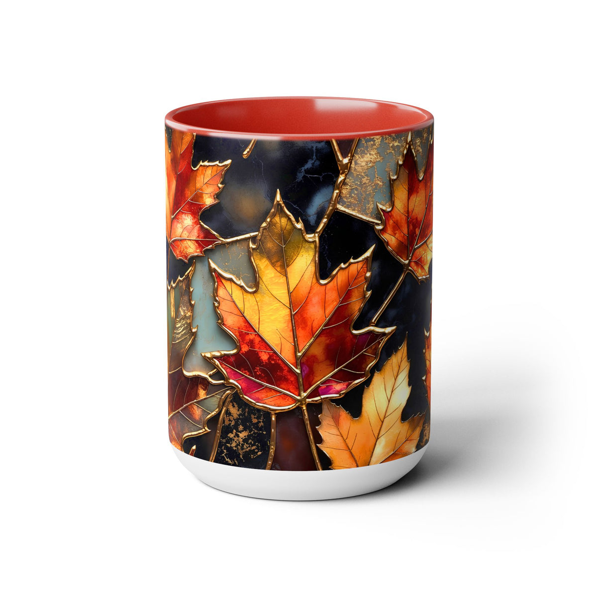 Autumn Leaves Mug, Fall Coffee Mug, Maple Leaf Mug, Stained Glass Style Mug, Thanksgiving Mug, Cozy Fall Gift, Autumn Coffee Cup