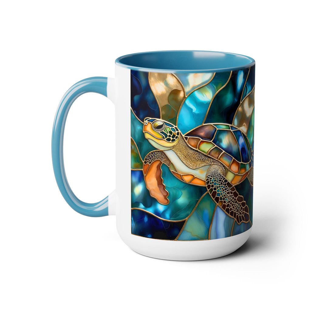Sea Turtle Mug, Stained Glass Style | Ocean Coffee Cup, Ocean Lover Cup 15oz
