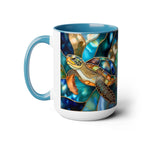 Sea Turtle Mug, Stained Glass Style | Ocean Coffee Cup, Ocean Lover Cup 15oz