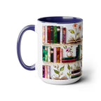 Stained Glass Bookshelf Mug, Book Lover Gift, Floral Bookish Cup, Library Aesthetic Mug, Ceramic Accent Mug, Reader Gift, Cozy Book Mug