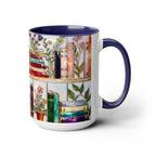 Floral Book Mug, Bookish Stained-Glass Style Mug, Book Lover Gift, Library Aesthetic Cup, Teacher Gift, Reading Mug 15oz