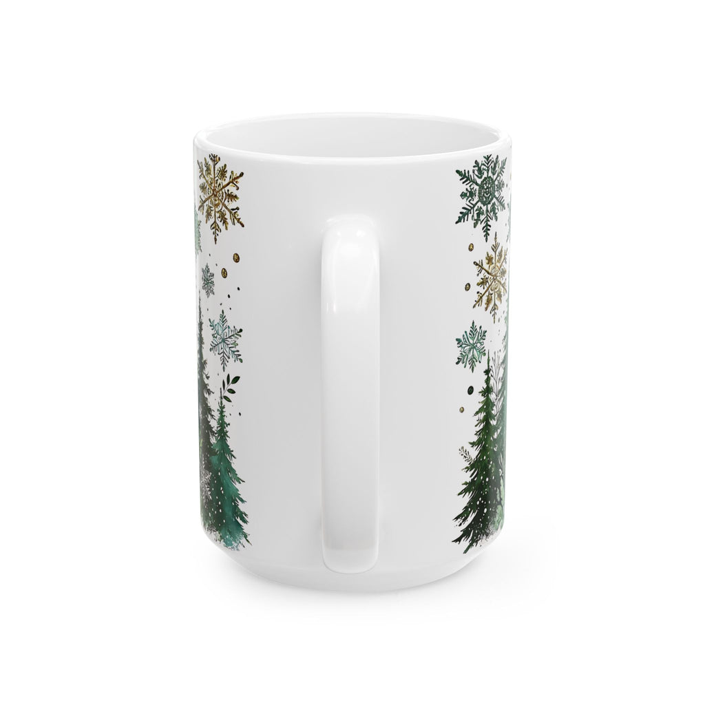 Snowy Pine Tree Winter Scene Mug, Evergreen Mug, Winter Themed Forest Coffee Mug, Cozy Christmas Gift for Forest Lovers, Holiday Gift 15oz