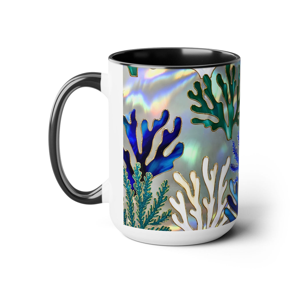 Coral Reef Mug, Stained Glass Style, Ocean Lover Gift Ocean Coffee Cup, Ocean Lover Cup 15oz