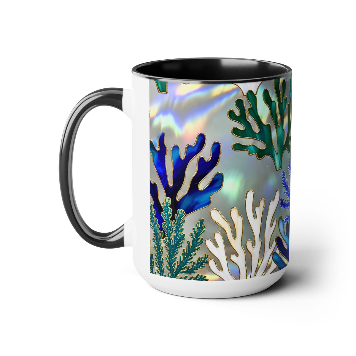 Coral Reef Mug, Stained Glass Style, Ocean Lover Gift Ocean Coffee Cup, Ocean Lover Cup 15oz