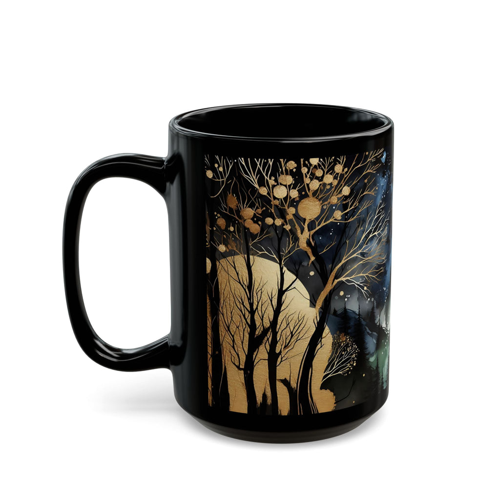 Dark Forest Mug, Mystical Night Coffee Mug, Witchy Moon Mug, Gothic Forest Dark Academia Mug, Mystical Forest Coffee Cup, Halloween Cup 15oz