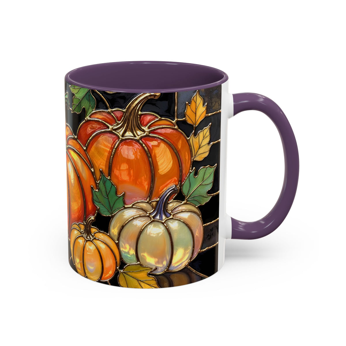 Pumpkin Mug, Fall Coffee Mug, Autumn Pumpkin Cup, Stained Glass Pumpkin Mug, Cozy Fall Gift, Thanksgiving Mug, Halloween Mug