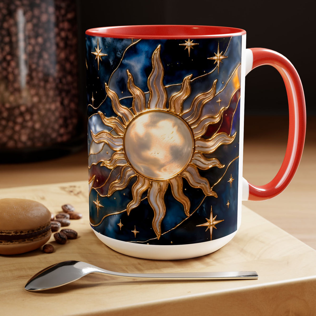 Celestial Sun Moon Mug, Stained Glass Style Coffee Mug, Moon & Sun Mug, Witchy Gift Mug, Astrology Mug, Dark Academia Cup, Gothic Cup