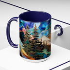 Stained Glass Style Mountain Mug, Forest Landscape Coffee Mug, Nature Lover Gift, Outdoor Adventure Mug, Fathers Day Gift 15oz