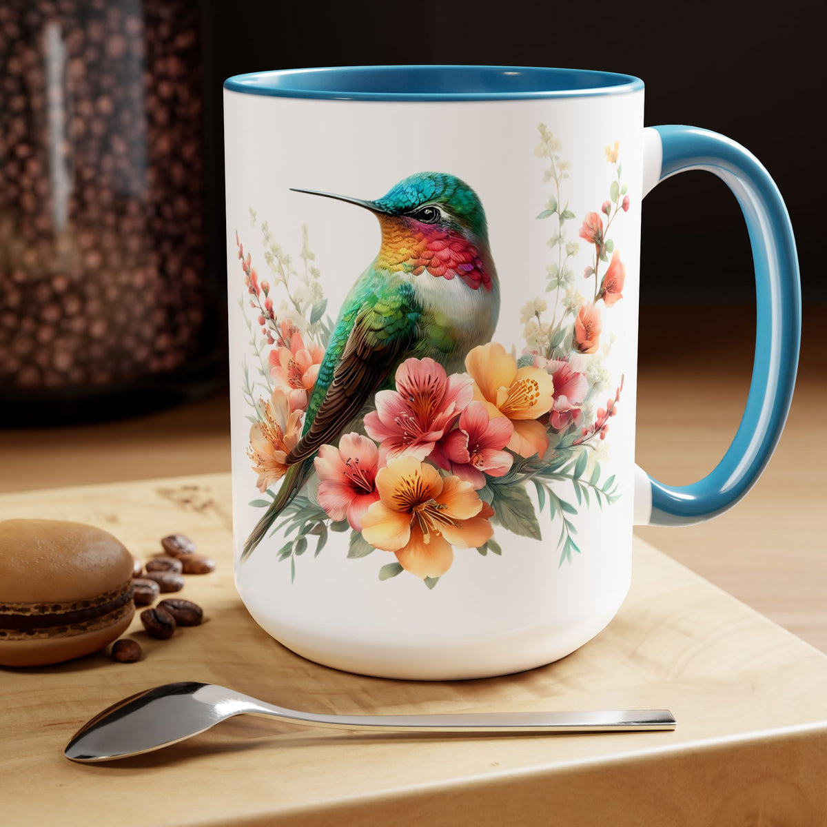 Hummingbird Mug, Hummingbird Bird Mug, Hummingbird Gifts for Women, Flower Hummingbird Mug, Bird Lover Gifts, Gift for Mom Mugs, 15oz