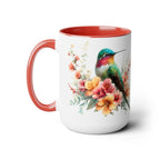 Hummingbird Mug, Hummingbird Bird Mug, Hummingbird Gifts for Women, Flower Hummingbird Mug, Bird Lover Gifts, Gift for Mom Mugs, 15oz