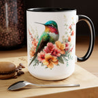 Hummingbird Mug, Hummingbird Bird Mug, Hummingbird Gifts for Women, Flower Hummingbird Mug, Bird Lover Gifts, Gift for Mom Mugs, 15oz