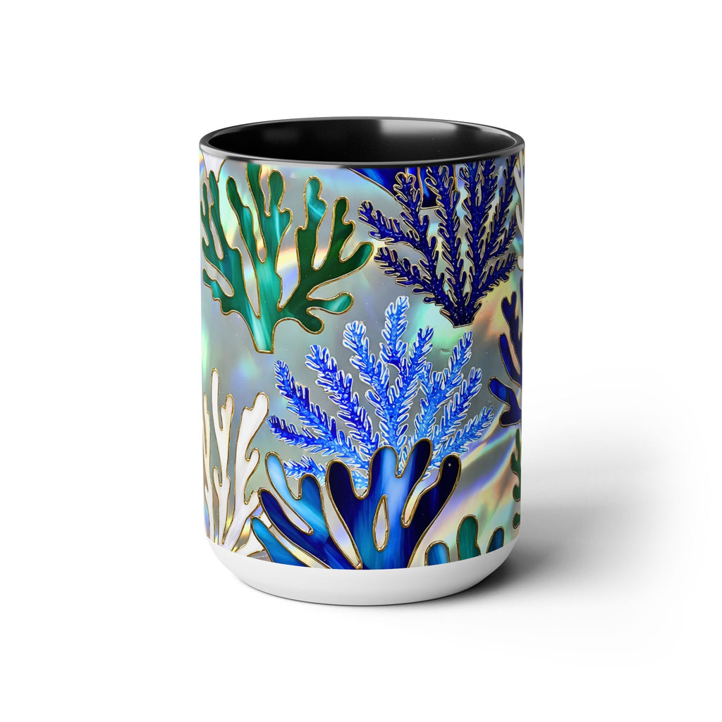 Coral Reef Mug, Stained Glass Style, Ocean Lover Gift Ocean Coffee Cup, Ocean Lover Cup 15oz