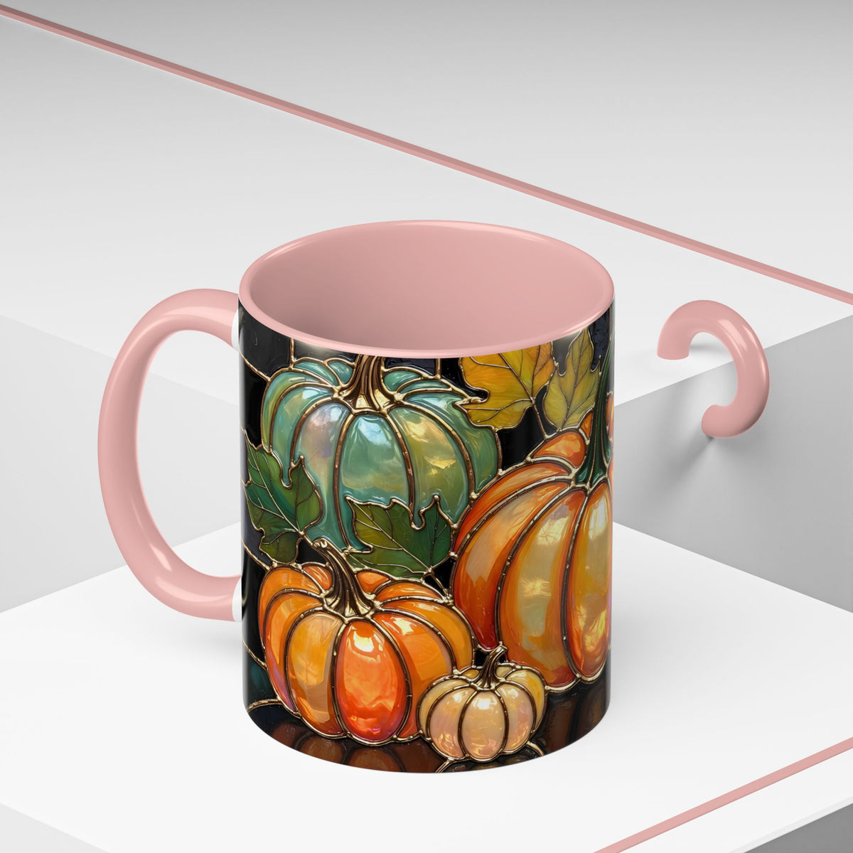 Pumpkin Mug, Fall Coffee Mug, Autumn Pumpkin Cup, Stained Glass Pumpkin Mug, Cozy Fall Gift, Thanksgiving Mug, Halloween Mug