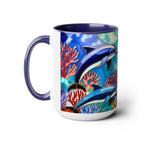 Dolphin Mug, Stained Glass Style Mug, Ocean Lover Gift, Ocean Lover Cup 15oz