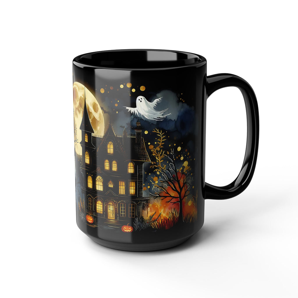 Halloween Mug, Halloween Haunted House Coffee Mug, Unique Halloween Gift, Witchy Halloween Cup, Vintage Style Halloween Mug, Ghost Mug 15oz