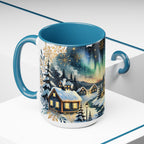 Christmas Village Mug, Christmas Cabin Mug, Merry Christmas Mug, Winter Mug, Unique Christmas Gift, Big Mug, Vintage Style Mug 15oz