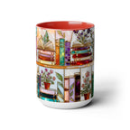 Floral Book Mug, Bookish Stained-Glass Style Mug, Book Lover Gift, Library Aesthetic Cup, Teacher Gift, Reading Mug 15oz