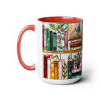 Floral Book Mug, Bookish Stained-Glass Style Mug, Book Lover Gift, Library Aesthetic Cup, Teacher Gift, Reading Mug 15oz