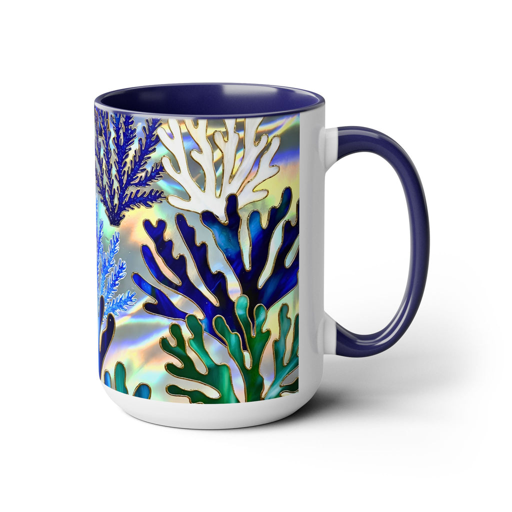 Coral Reef Mug, Stained Glass Style, Ocean Lover Gift Ocean Coffee Cup, Ocean Lover Cup 15oz