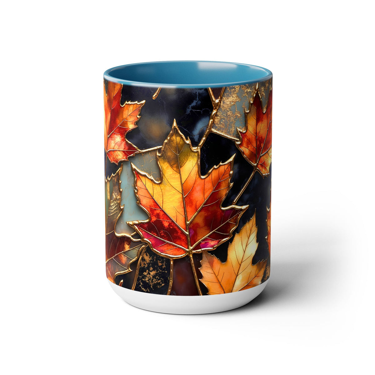 Autumn Leaves Mug, Fall Coffee Mug, Maple Leaf Mug, Stained Glass Style Mug, Thanksgiving Mug, Cozy Fall Gift, Autumn Coffee Cup