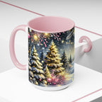 Pink Christmas Tree Coffee Mug, Christmas Kitchen Decor Mug, Retro Christmas Coffee Mug, Pink Christmas Tree Mug, Hot Coco Mug 15oz