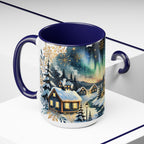 Christmas Village Mug, Christmas Cabin Mug, Merry Christmas Mug, Winter Mug, Unique Christmas Gift, Big Mug, Vintage Style Mug 15oz