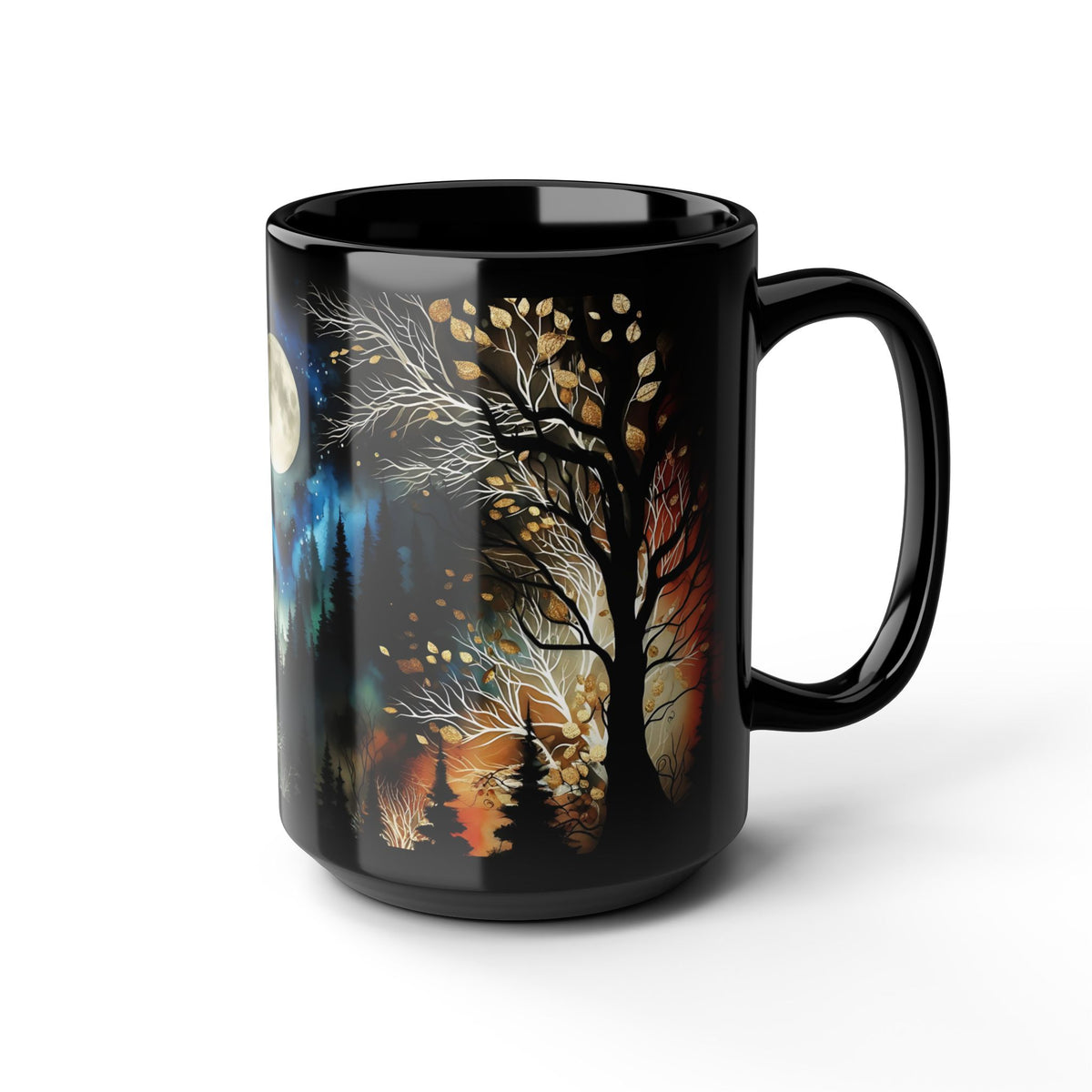 Witchy Moon Mug, Dark Forest Mug, Gothic Forest Dark Academia Mug, Mystical Night Coffee Mug, Mystical Forest Coffee Cup, Halloween Cup 15oz