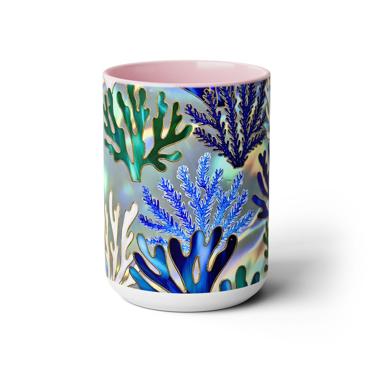Coral Reef Mug, Stained Glass Style, Ocean Lover Gift Ocean Coffee Cup, Ocean Lover Cup 15oz
