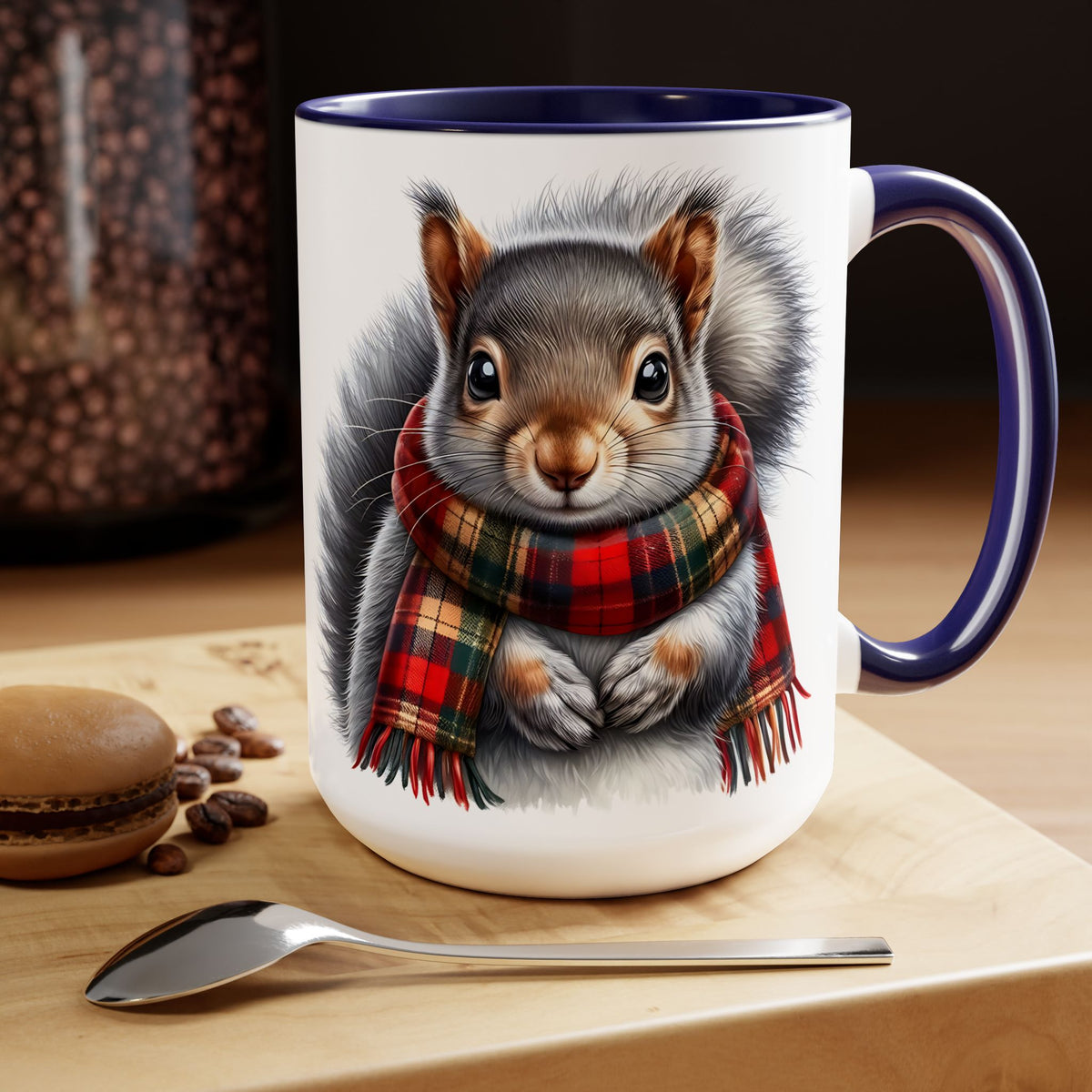 Squirrel Mug, Mug for Squirrell Lovers, Funny Coffee Mug, Gift for Squirrell Lovers, Squirrell With Scarf Mug, Christmas Mug Winter Mug 15oz