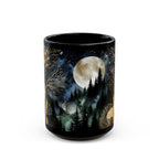 Dark Forest Mug, Mystical Night Coffee Mug, Witchy Moon Mug, Gothic Forest Dark Academia Mug, Mystical Forest Coffee Cup, Halloween Cup 15oz