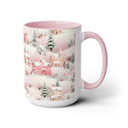 Pink Christmas Village Mug, Christmas Movie Mug, Christmas Coffee Mug, Merry Christmas Mug, Aesthetic Mug, Holiday Kitchen Decor, 15oz
