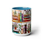 Floral Book Mug, Bookish Stained-Glass Style Mug, Book Lover Gift, Library Aesthetic Cup, Teacher Gift, Reading Mug 15oz