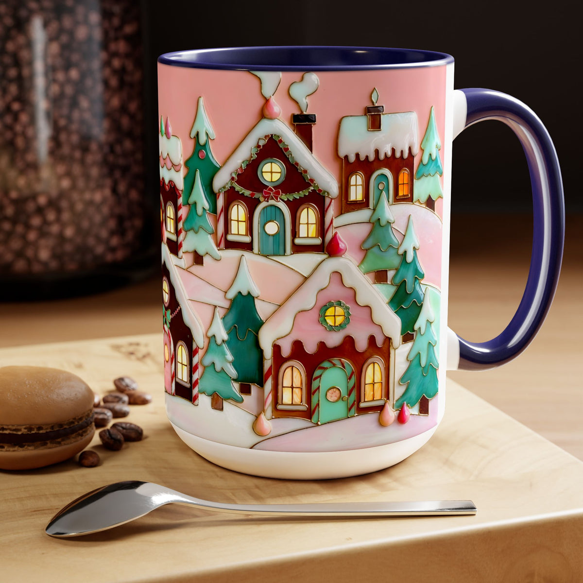 Pink Christmas Mug, Pinkmas Village Coffee Cup, Pink Christmas Town Mug 15oz, Cute Christmas Gift for Her