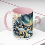 Christmas Village Mug, Christmas Cabin Mug, Merry Christmas Mug, Winter Mug, Unique Christmas Gift, Big Mug, Vintage Style Mug 15oz
