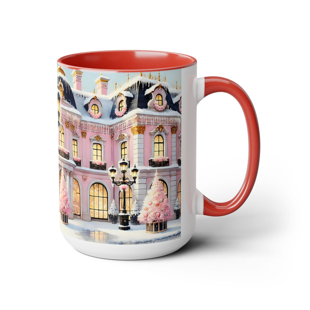 Pink Christmas Village Mug Christmas Movie Mug Christmas Coffee Mug Christmas Mug Aesthetic Mug Holiday Kitchen Decor Hot Coco Pink Mug 15oz