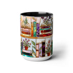 Floral Book Mug, Bookish Stained-Glass Style Mug, Book Lover Gift, Library Aesthetic Cup, Teacher Gift, Reading Mug 15oz