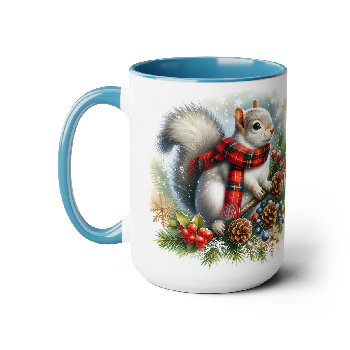 Squirrel Mug, Mug for Squirrell Lovers, Christmas Mug, Winter Ceramic Mug, Coffee Mug, Gift for Squirrell Lovers, Squirrell With Scarf  15oz