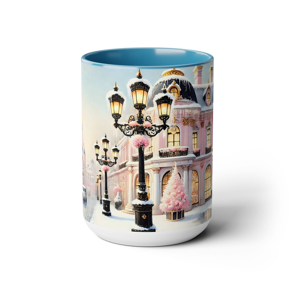 Pink Christmas Village Mug Christmas Movie Mug Christmas Coffee Mug Christmas Mug Aesthetic Mug Holiday Kitchen Decor Hot Coco Pink Mug 15oz