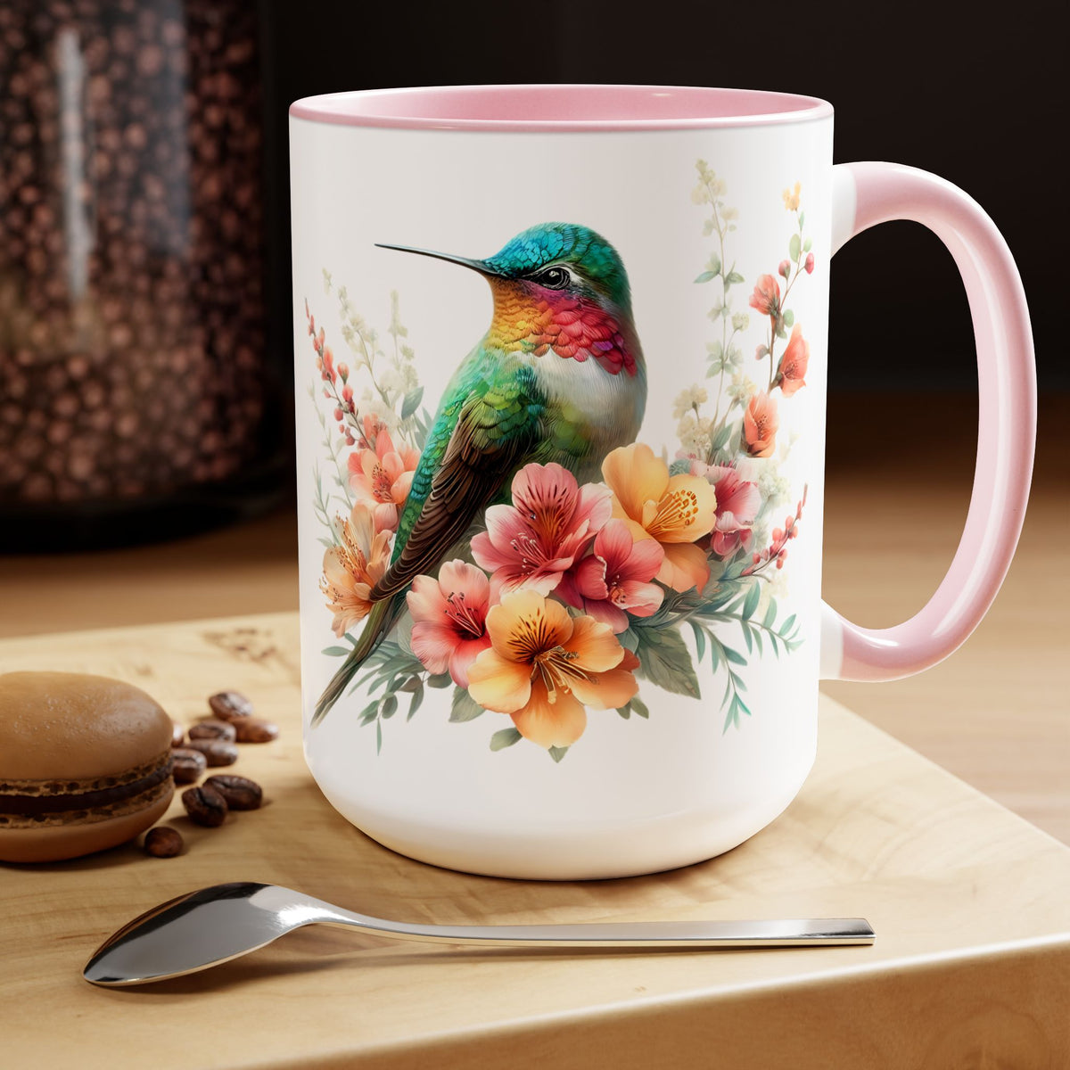 Hummingbird Mug, Hummingbird Bird Mug, Hummingbird Gifts for Women, Flower Hummingbird Mug, Bird Lover Gifts, Gift for Mom Mugs, 15oz