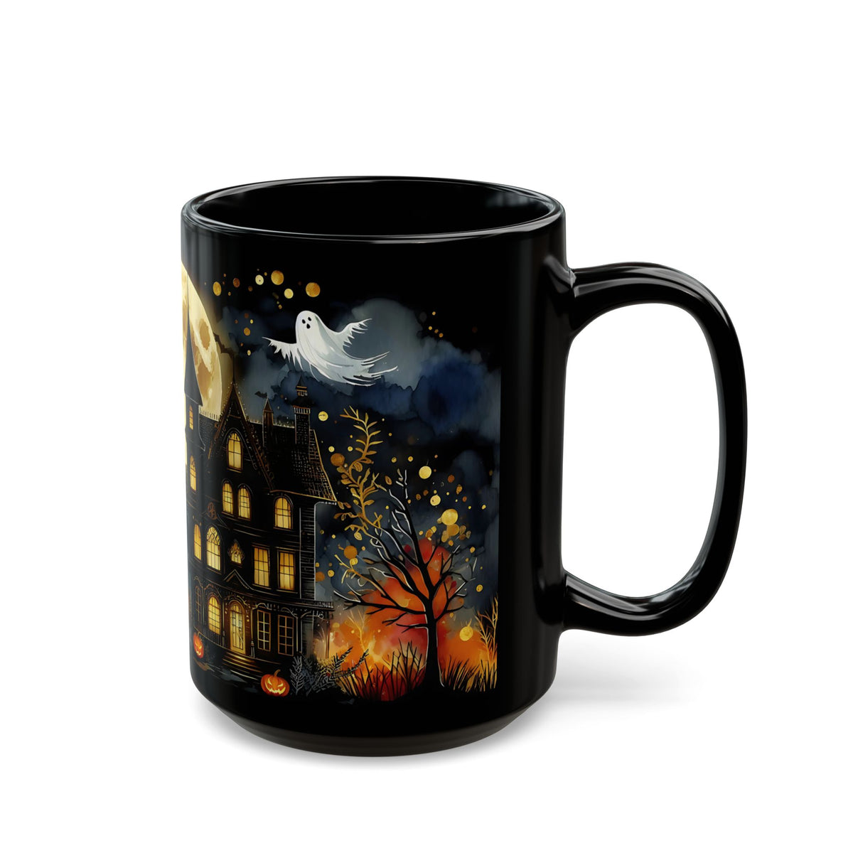 Halloween Mug, Halloween Haunted House Coffee Mug, Unique Halloween Gift, Witchy Halloween Cup, Vintage Style Halloween Mug, Ghost Mug 15oz