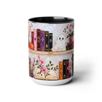 Halloween Ghost Bookshelf Mug, Cute Ghost Coffee Mug, Book Lover Gift, Pink Halloween Mug, Witchy Books Mug, Black Cat Mug, Fall Coffee Cup